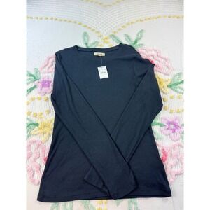 Madewell Black‎ Ribbed Long Sleeve Crew Neck Top XL New with Tags NWT
